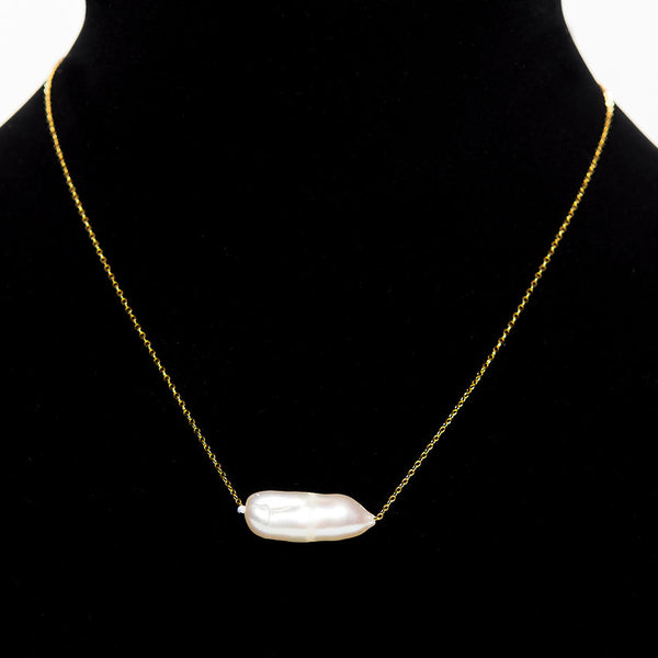 Single Pearl 18k Gold Chain Necklace