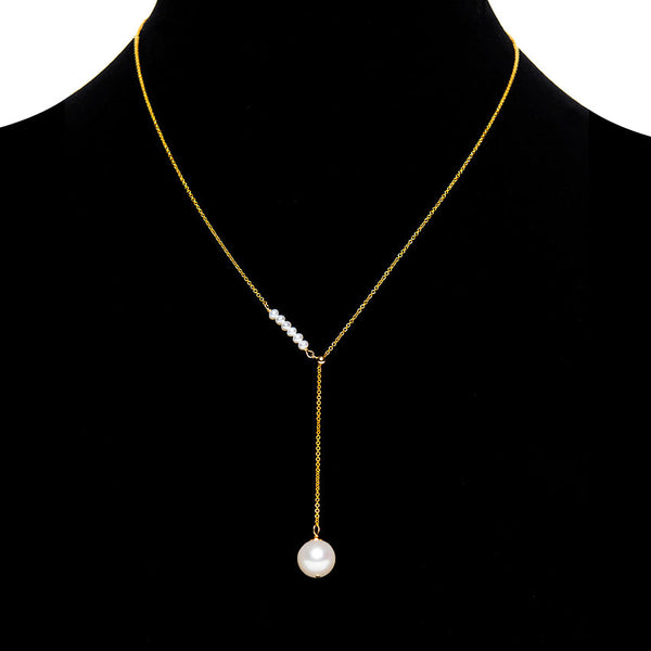 Adjustable Pearl 18k Gold Chain Necklace