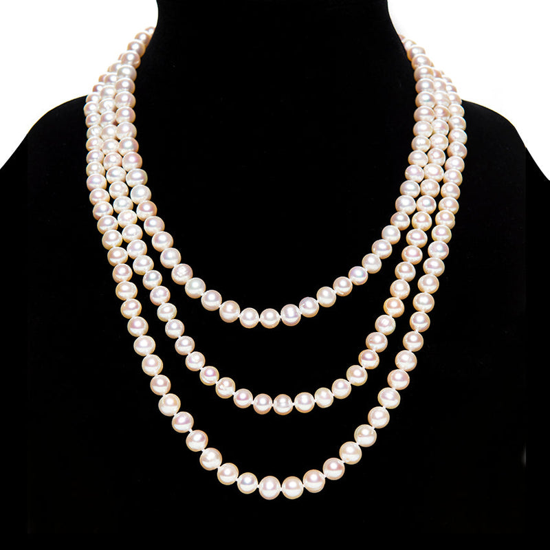 Long Pearl Rope Necklace