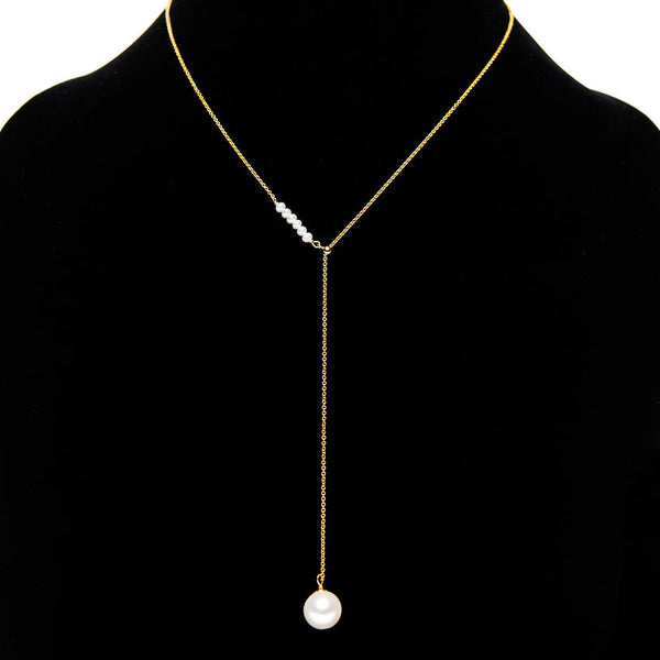 Adjustable Pearl 18k Gold Chain Necklace