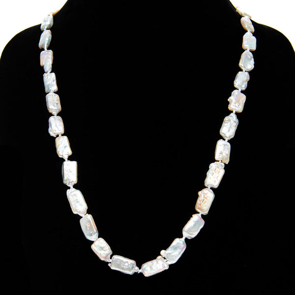 Long White Pearl Necklace