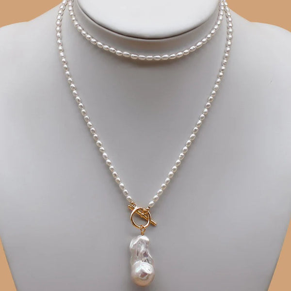 Baroque Pearl Necklace with 18k Gold Toggle