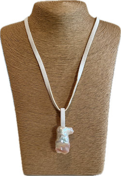 Large Baroque Pearl on Leather Strand