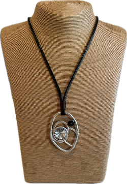 Crystal medallion on Adjustable black cord