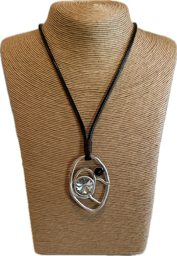 Crystal medallion on Adjustable black cord