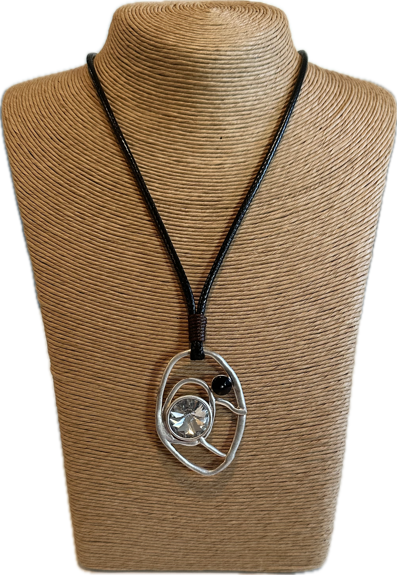 Crystal medallion on Adjustable black cord