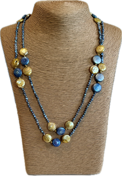 Blue and Gold pearl necklace