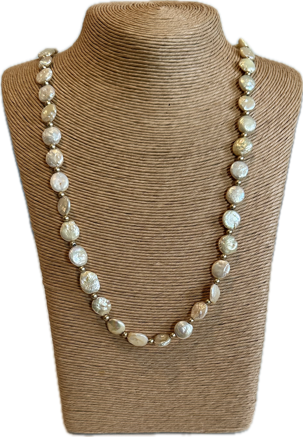 Coin pearl necklace with beads