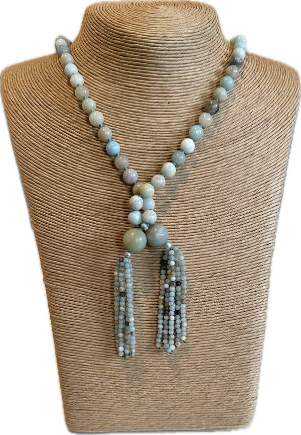 Double tassel stone necklace