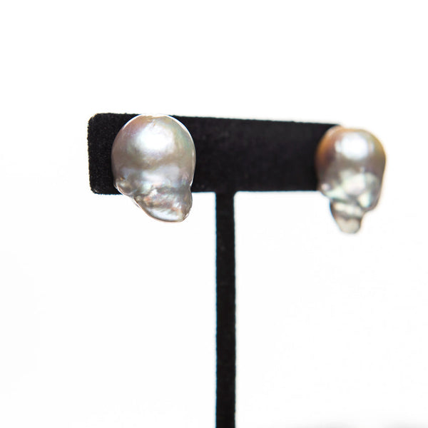 Grey Baroque Pearl Earrings