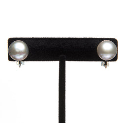 Grey Pearl Clip On Earrings
