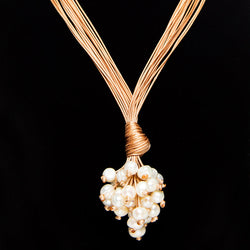 Silk Pearl Cluster Necklace