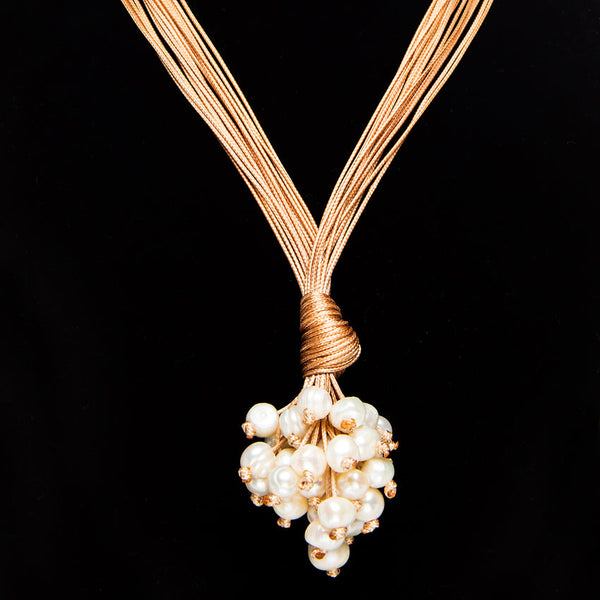 Silk Pearl Cluster Necklace