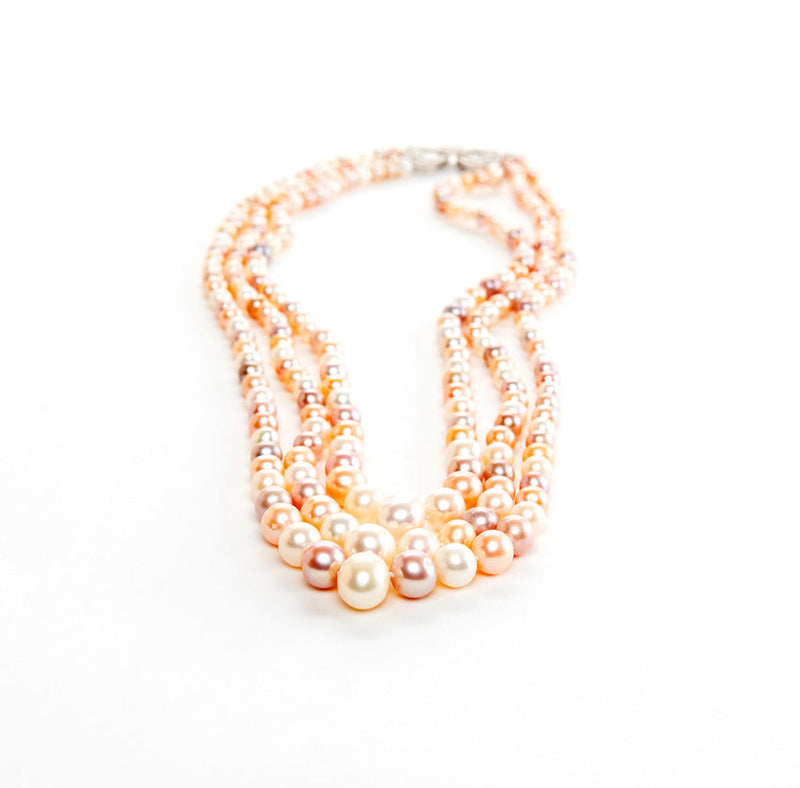 Triple Strand Pearl Necklace with 18k Gold Clasp