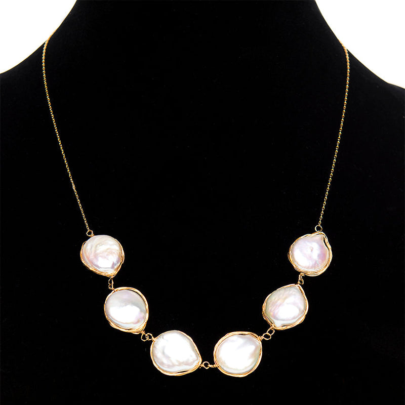 Wrapped Coin Pearl Necklace