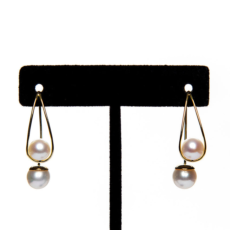 Linton Jewelry 18k Gold Double Pearl Earring