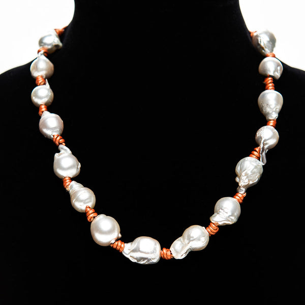 Pearl and Leather Necklace