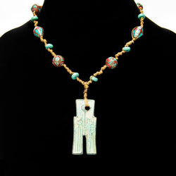 Antique Pendant Leather Necklace