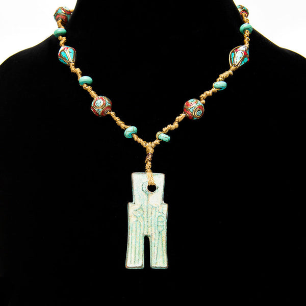 Antique Pendant Leather Necklace