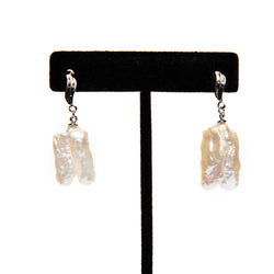 Champagne & White Pearl Drop Earrings