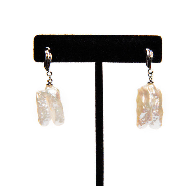 Champagne & White Pearl Drop Earrings