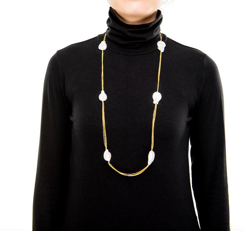 Linton Jewelry Long Chain Pearl Necklace