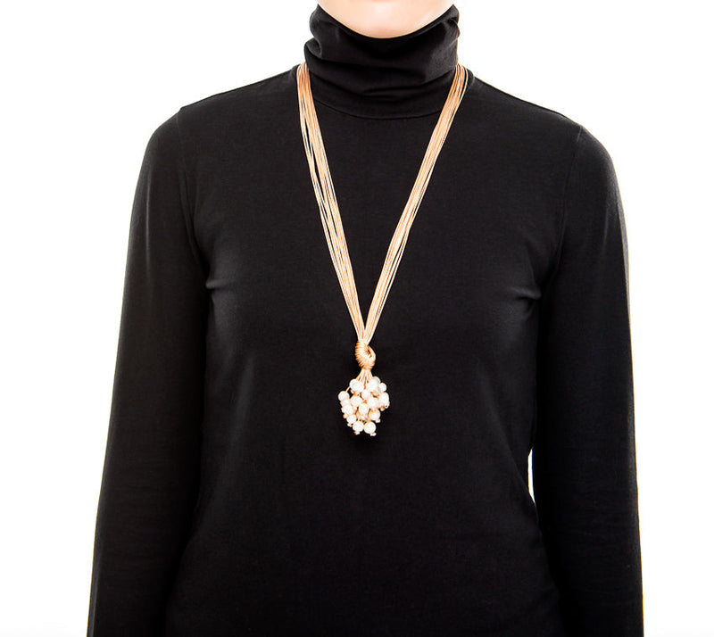 Silk Pearl Cluster Necklace