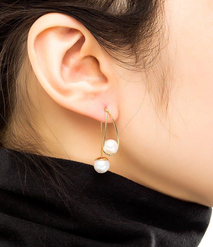 Linton Jewelry 18k Gold Double Pearl Earring