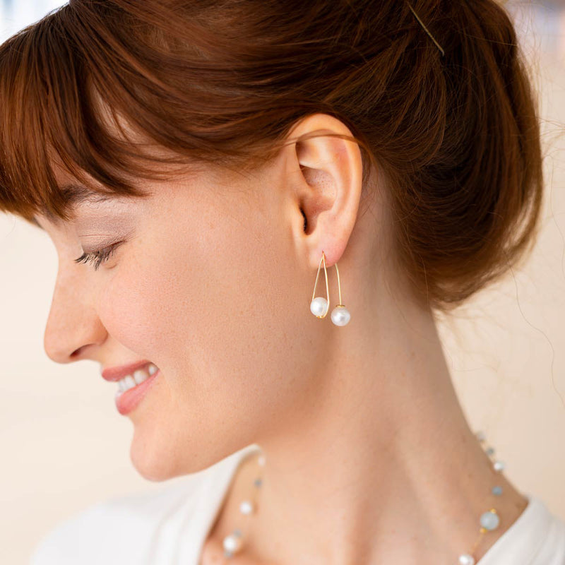 Linton Jewelry 18k Gold Double Pearl Earring
