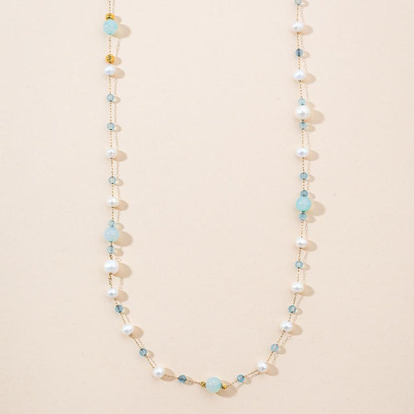 Linton Jewelry Aquamarine and Pearls Necklace