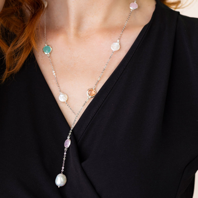 Pearl and gemstone necklace deals